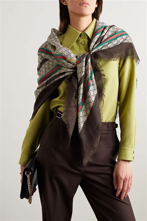 echarpe gucci femme|gucci frayed scarf.